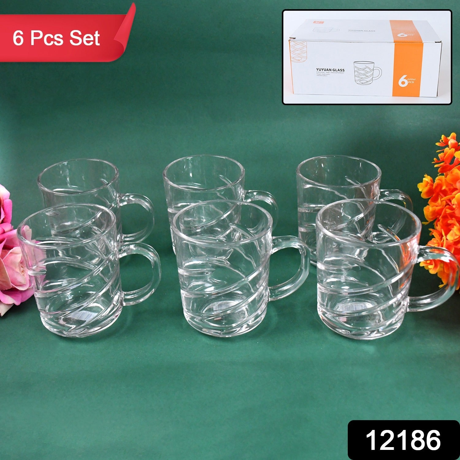 Glass Coffe & Tea Cup / Mug Enjoy Your Drink in Style, Water glass (6 pcs Set / 220 ML) Glass Coffe & Tea Cup / Mug Enjoy Your Drink in Style, Water glass (6 pcs Set / 220 ML)